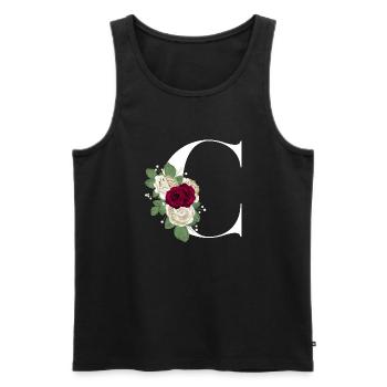 lettre C fleuris - Débardeur bio Premium Homme - noir - Devant - Michal (187cm)