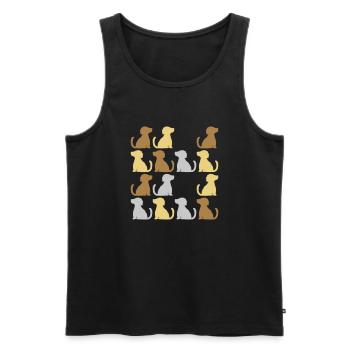 Muster brave sitzende Hunde - Männer Premium Bio Tank Top - Schwarz - Vorne - AI Model Male 178 light (178cm)