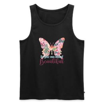 Schmetterling Blume blumig Sprüche Spruch Blumen - Männer Premium Bio Tank Top - Schwarz - Vorne - Michal (187cm)