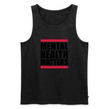 la santé mentale compte citation - Débardeur bio Premium Homme - noir - Devant - Michal (187cm)