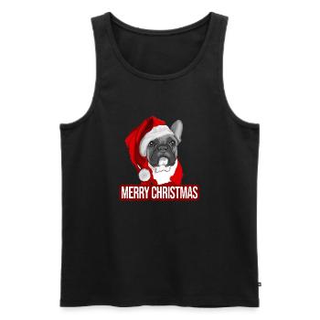 Joyeux Noël Français Bulldog Tenue du Père Noël - Débardeur bio Premium Homme - noir - Devant - AI Model Male 178 light (178cm)