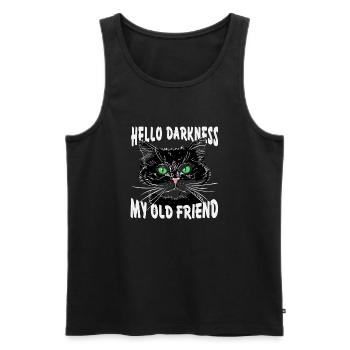 Hello Darkness My Old Friend Black Cat - Liebhaberkatze - Männer Premium Bio Tank Top - Schwarz - Vorne - Michal (187cm)