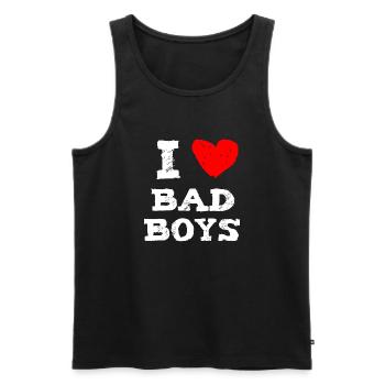 I love bad boys with red heart women - Débardeur bio Premium Homme - noir - Devant - Michal (187cm)