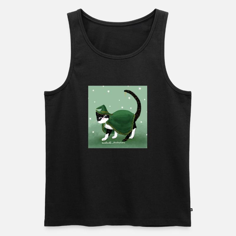 Katzen Zauberer - Männer Premium Bio Tank Top - Schwarz