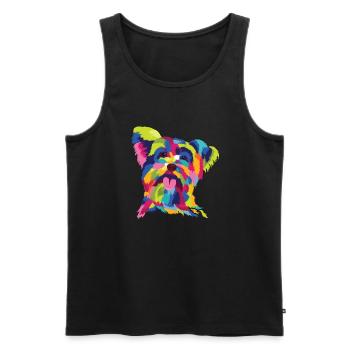 Pop Art Yorkshire Terrier Yorkie Dog Gift - Men's Premium Organic Tank Top - black - Front - Michal (187cm)