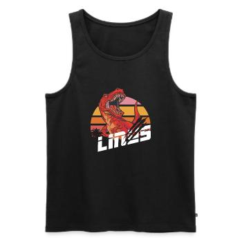 LINUS - Beautiful boy name with T-REX Dino - Men's Premium Organic Tank Top - black - Front - AI Model Male 178 light (178cm)