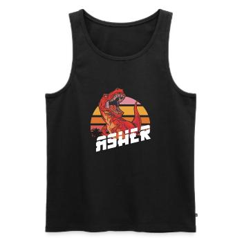 ASHER - Beautiful boy name with T-REX Dino - Men's Premium Organic Tank Top - black - Front - AI Model Male 178 light (178cm)