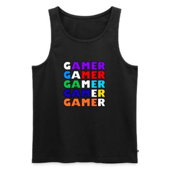Mehrfarbiger weißer Retro-Gamer - Männer Premium Bio Tank Top - Schwarz - Vorne - AI Model Male 178 light (178cm)