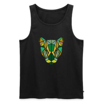 Tête de Tigre Géométrie - Verte - Débardeur bio Premium Homme - noir - Devant - Michal (187cm)
