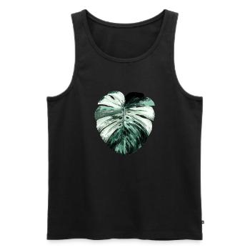 Monstera albo variegata in Petrol - Männer Premium Bio Tank Top - Schwarz - Vorne - AI Model Male 178 light (178cm)