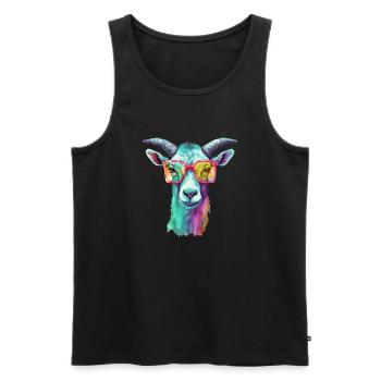 Biki die Ziege - Männer Premium Bio Tank Top - Schwarz - Vorne - Michal (187cm)