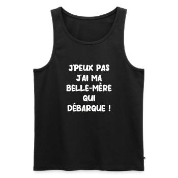 J’peux pas j’ai ma belle mère qui débarque - Débardeur bio Premium Homme - noir - Devant - Michal (187cm)