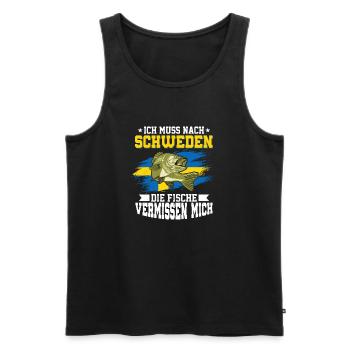 Ich Muss Nach Schweden Die Fische Vermissen Mich - Männer Premium Bio Tank Top - Schwarz - Vorne - Michal (187cm)