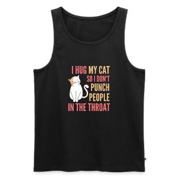 Ich umarme meine Katze, damit ich den Leuten nicht in den Hals schlage - Männer Premium Bio Tank Top - Schwarz - Vorne - AI Model Male 178 light (178cm)