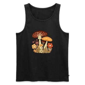 Champignons et fleurs 3 - Débardeur bio Premium Homme - noir - Devant - Michal (187cm)