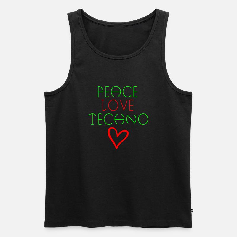 Frieden Liebe Techno Zitat - Männer Premium Bio Tank Top - Schwarz