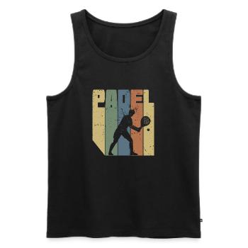 Padel Rétro Vintage | Amateur de sports de padel - Débardeur bio Premium Homme - noir - Devant - Michal (187cm)