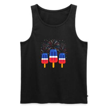 Popsicle patriotique - Débardeur bio Premium Homme - noir - Devant - AI Model Male 178 light (178cm)