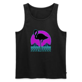 Flamingo bird Vaporwave Outrun Retro 80s Style - Men's Premium Organic Tank Top - black - Front - AI Model Male 178 light (178cm)