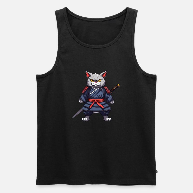 Samurai-Katze #5 - Männer Premium Bio Tank Top - Schwarz