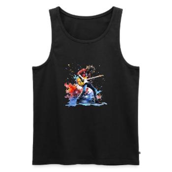 Guitare électrique, cadeau de guitare, jeu de guitare de musicien - Débardeur bio Premium Homme - noir - Devant - Michal (187cm)