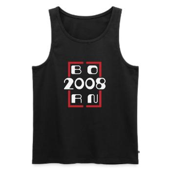 Born in 2008 - Anniversary 2008 - Men's Premium Organic Tank Top - black - Front - AI Model Male 178 light (178cm)