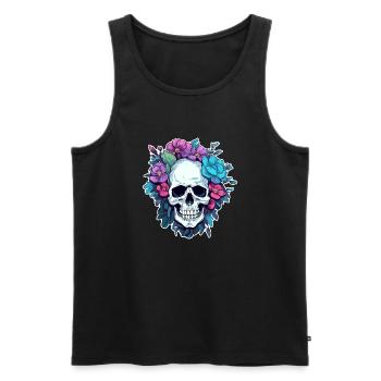 Human Skull & Flowers 29 - Men's Premium Organic Tank Top - black - Front - Michal (187cm)