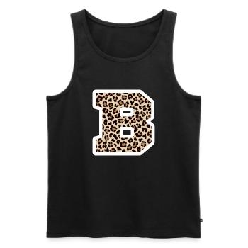 lettre B motif léopard -idée cadeau d’anniversaire - Débardeur bio Premium Homme - noir - Devant - Michal (187cm)