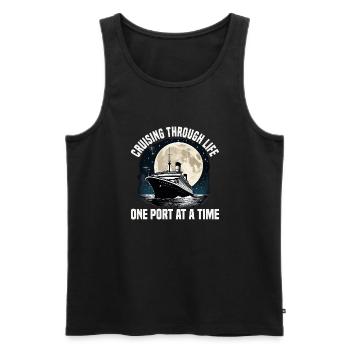 Cruising Through Life Cruise Ship Vacation Group - Men's Premium Organic Tank Top - black - Front - AI Model Male 178 light (178cm)