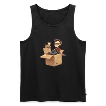 Mème drôle de physique quantique - Débardeur bio Premium Homme - noir - Devant - Michal (187cm)