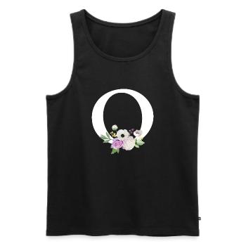 Lila Blumenbuchstabe O - Männer Premium Bio Tank Top - Schwarz - Vorne - Michal (187cm)