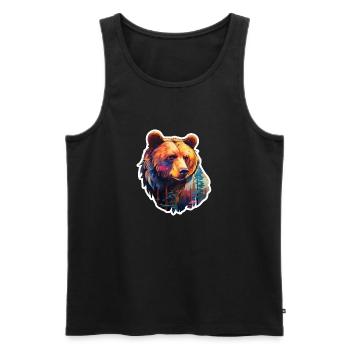 Bear colorful in the wild - Men's Premium Organic Tank Top - black - Front - AI Model Male 178 light (178cm)