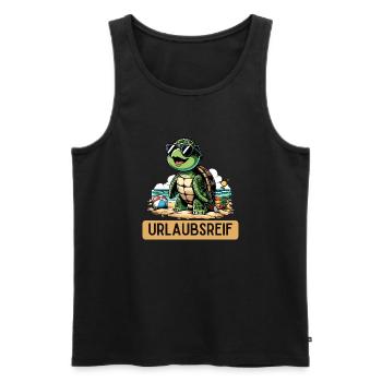 Turtle Ready for Holiday - Men's Premium Organic Tank Top - black - Front - AI Model Male 178 light (178cm)