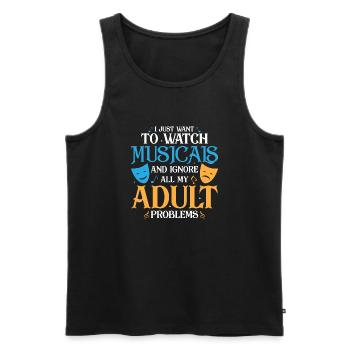 I Just Want To Watch Musicals Theater Singing - Men's Premium Organic Tank Top - black - Front - AI Model Male 178 light (178cm)