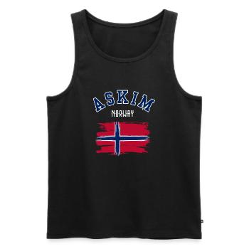 Askim Norvège - Débardeur bio Premium Homme - noir - Devant - AI Model Male 178 light (178cm)