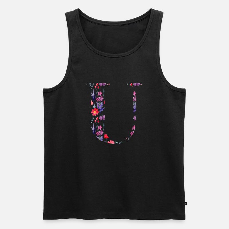 Blumen personalisierter U-Brief - Geschenkidee - Männer Premium Bio Tank Top - Schwarz