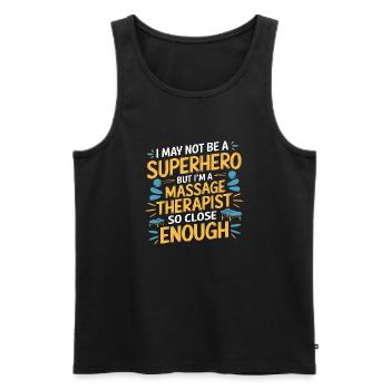 Humorous design for massage therapists - Men's Premium Organic Tank Top - black - Front - AI Model Male 178 light (178cm)