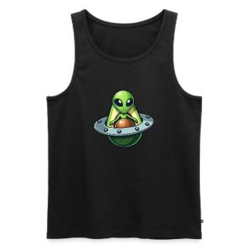 Lustiger Avocado Alien skurriles UFO Design - Männer Premium Bio Tank Top - Schwarz - Vorne - AI Model Male 178 light (178cm)