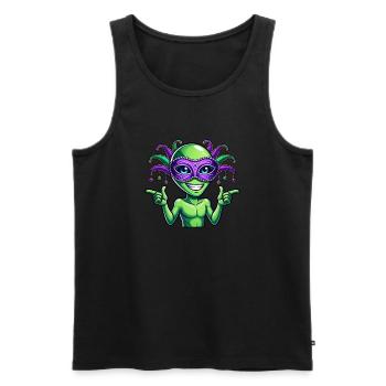 Mardi Gras Alien Cartoon Veggie Fun - Men's Premium Organic Tank Top - black - Front - AI Model Male 178 light (178cm)