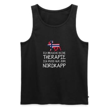 Ich brauche keine Therapie I muss nur zum Nordkapp - Männer Premium Bio Tank Top - Schwarz - Vorne - AI Model Male 178 light (178cm)
