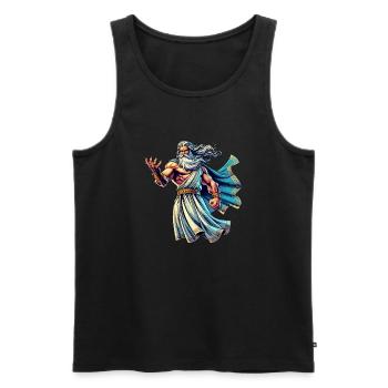 Zeus Comic 1 - Men's Premium Organic Tank Top - black - Front - AI Model Male 178 light (178cm)