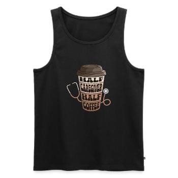 Half Caregiver Half Coffee Caregiving Carer - Men's Premium Organic Tank Top - black - Front - AI Model Male 178 light (178cm)