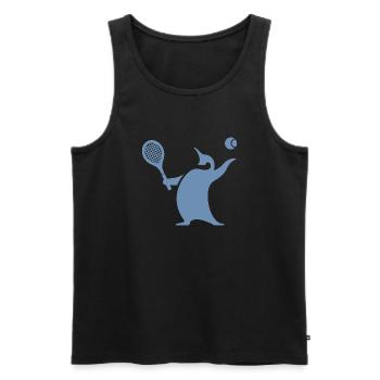 Pingouin Joueur de Tennis Silhouette Minimaliste - Débardeur bio Premium Homme - noir - Devant - Michal (187cm)