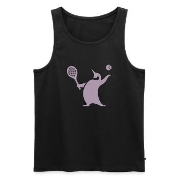 Pingouin Joueur de Tennis Silhouette Minimaliste - Débardeur bio Premium Homme - noir - Devant - Michal (187cm)