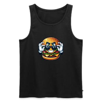 Cooler Burger Comic Fast-Food Liebhaber - Männer Premium Bio Tank Top - Schwarz - Vorne - AI Model Male 178 light (178cm)
