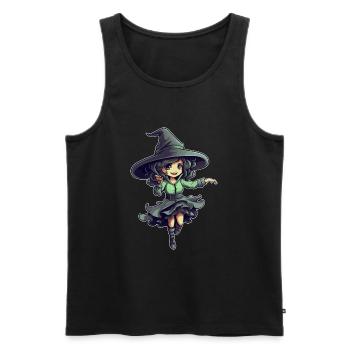 Halloween design sorcière mignonne - Débardeur bio Premium Homme - noir - Devant - Michal (187cm)