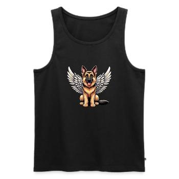 German Shepherd Angel - Guardian with Wings - Men's Premium Organic Tank Top - black - Front - Michal (187cm)