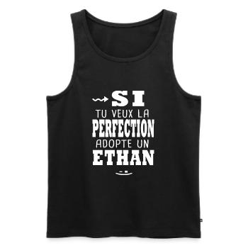 Ethan Si tu veux la perfection Cadeau ethan - Débardeur bio Premium Homme - noir - Devant - Michal (187cm)