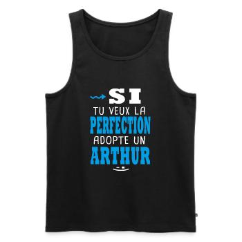 Arthur Si tu veux la perfection adopte un arthur - Débardeur bio Premium Homme - noir - Devant - AI Model Male 178 light (178cm)
