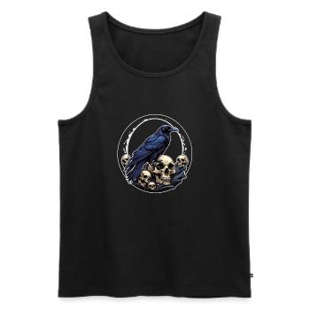 Big Raven Sitting on Sculls - Men's Premium Organic Tank Top - black - Front - Michal (187cm)